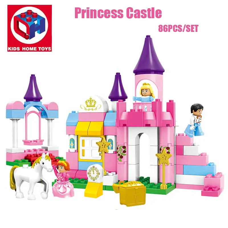 

Kid's Home Toy Girl's Pink Dream Princess Castle Model Large Particles Building Blocks Bricks Kids DIY Birthday Toy Kids Gift