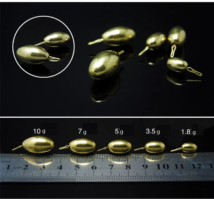 Fishing Sinkers 5Pcs Weight 5 Different Weights Elliptic Copper Lead