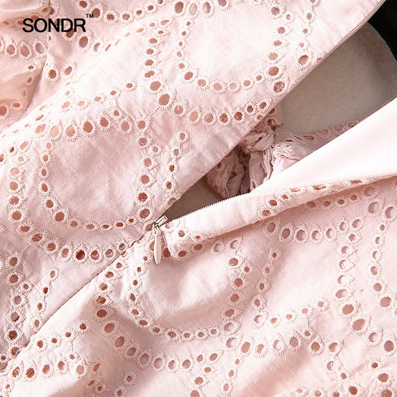 SONDR Vintage Hollow Out Women Jumpsuit V Neck Off Shoulder Ruffles Bandages High Waist Wide Leg Pants Female Spring 2019 SONDR Vintage Hollow Out Women Jumpsuit V Neck Off Shoulder Ruffles Bandages High Waist Wide Leg Pants Female Spring 2019