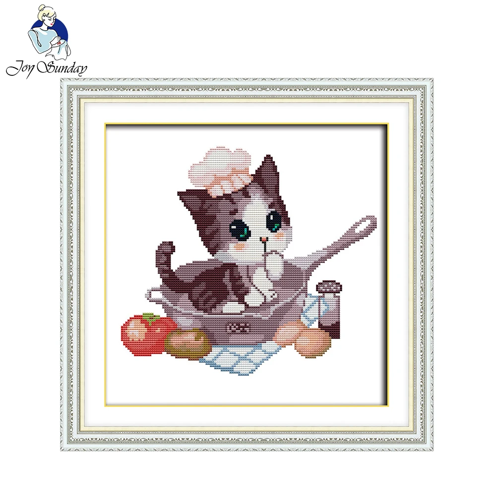 

Joy Sunday Kitty Animal Stitching patterns Chinese Cross Stitch Kits For Embroidery Needlepoint Set