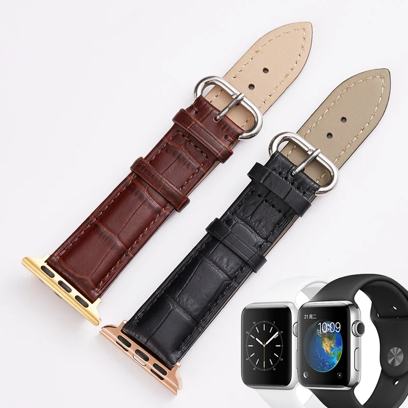

Genuine Watchband for Apple Watch iwatch Series 4/3/2/1 Black, Brown Sport Wrist Leather Bracelet 42mm 38mm 40mm 44mm Strap