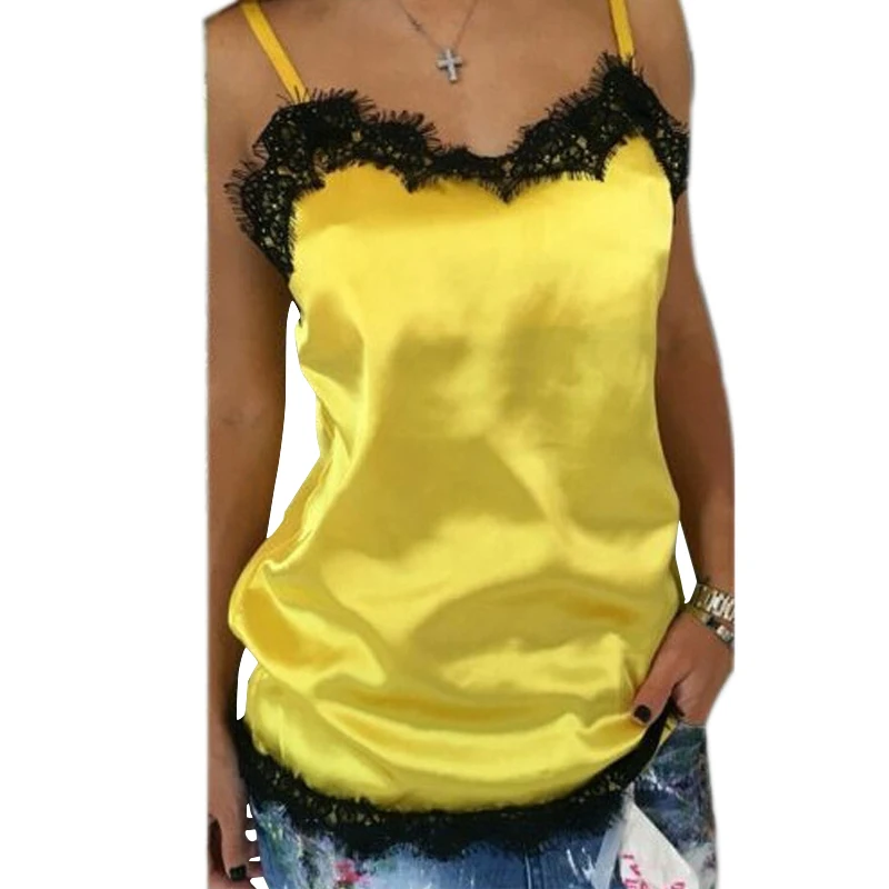 

Summer 2019 T Shirt Women Blusa Matt Pink Sexy Camis Lace Patchwork Shirt Vest Sleeveless Tank Tops Beach Top Plus Size GV554