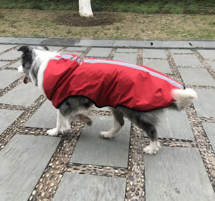 Регулируемый собака плащ Водонепроницаемый Pet дождь куртка пончо с светоотражающие полосы идеально пончо сетки дождевик для животных Одежда для собак