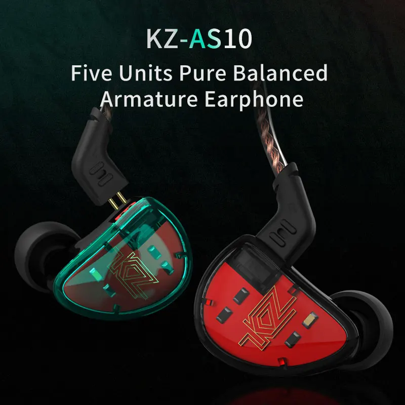 KZ AS10 проводные наушники IEM 5 балансный арматурный драйвер музыкант в ухо монитор