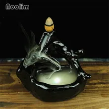 Ceramic Zen Backflow Incense Burner With Change Color LED Light Home Office Decor Aromatherapy Incense Holder Censer