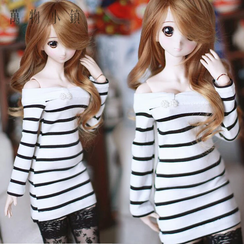 

NEW 1/3 1/4 1/6 BJD SD DD MSD YOSD Doll Clothes Dew Shoulder Sweet Stripe Dress/Outfit