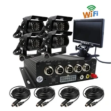 Бесплатная Доставка I/O H.264 4CH 256 ГБ SD Wi-Fi Car DVR Рекордер Телефона ПК в Режиме Реального времени Вид Задняя Сторона Вид Спереди Камеры Грузовик Автомобиль 7 «ЖК-