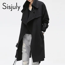 Sisjuly Solid Color Pocket Lacing font b Women s b font Casual Overcoat Belt Fashion Fall