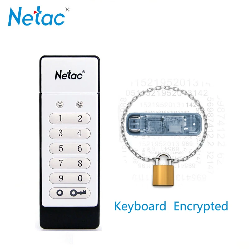 

Netac Keyboard Encrypted USB 2.0 Pendrive 64gb 32gb USB Flash Drive 32 64 16 GB Pen Drive USB Flash Stick Disk on Key Memory