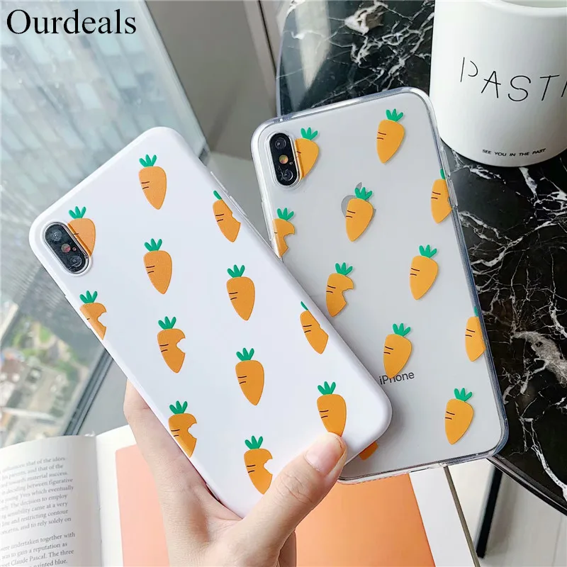 

Ourdeals TPU Candy Color Phone Case For iphone XR XS MAX For iphone 6 6s 7 8plus X Lovely Fresh Flower Carrot Soft Shell Cover