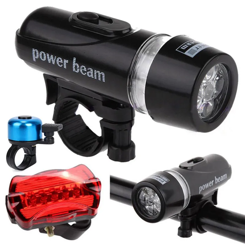 

1Set Bicycle headlight+Tail Light Waterproof Lamp Bike Bicycle Front 5 LED Head Light+Rear Safety Flashlight Accessories #^