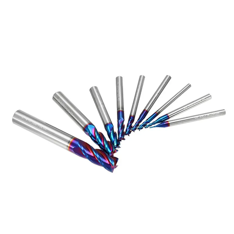

Brand New 1-10mm 4 Flutes Tungsten Carbide End Mill HRC65 Naco-Coated Milling Cutter For CNC Tool