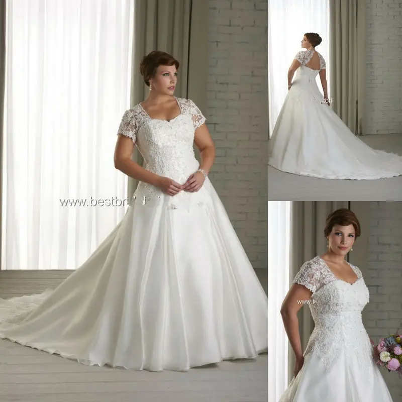 Sweetheart Neckline Cap Sleeve With Short Sleeves Plus Size Bridal Sweetheart Neckline Cap Sleeve With Short Sleeves Plus Size Bridal Dress Beaded Lace Wedding Dresses A Line Train 2017 In From Weddings