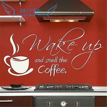 

Wake Up And Smell Coffee kitchen quote Decal Art Wall Poster Vinyls Wall Stickers for kitchen Decor