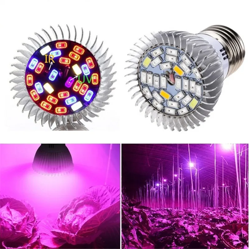 Полный спектр E27 GU10 18W 28W светодиодный Grow Lights 85 В постоянного тока~ 265V лампы для роста растений лампы для лекарственное растительное цветок для внутренней гидропоники, поставки от прямого производителя - Испускаемый цвет: 28W