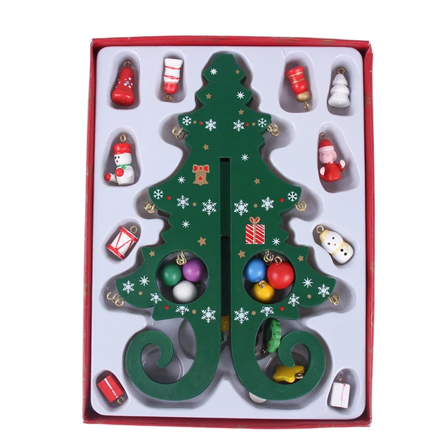 1set/lot 18.7*13.9*1.7cm Wooden Christmas Tree Ornaments DIY Home Party New Year Kerst Decorations Creative Christmas Gifts 18 01a