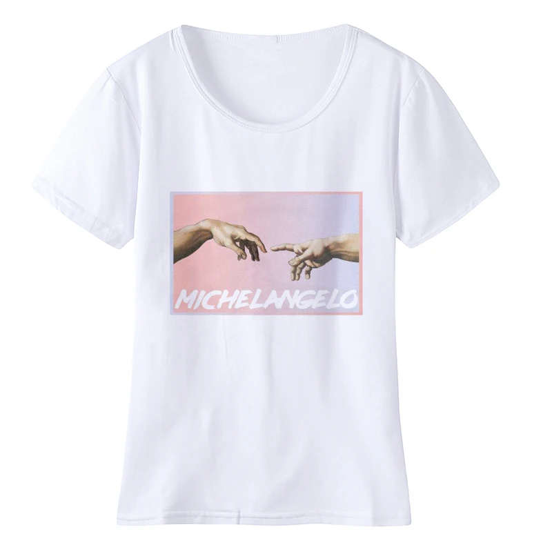 Давид микеланжело женская футболка Винсента Ван Гога, летняя футболка с коротким рукавом Харадзюку, белая футболка - Цвет: 10