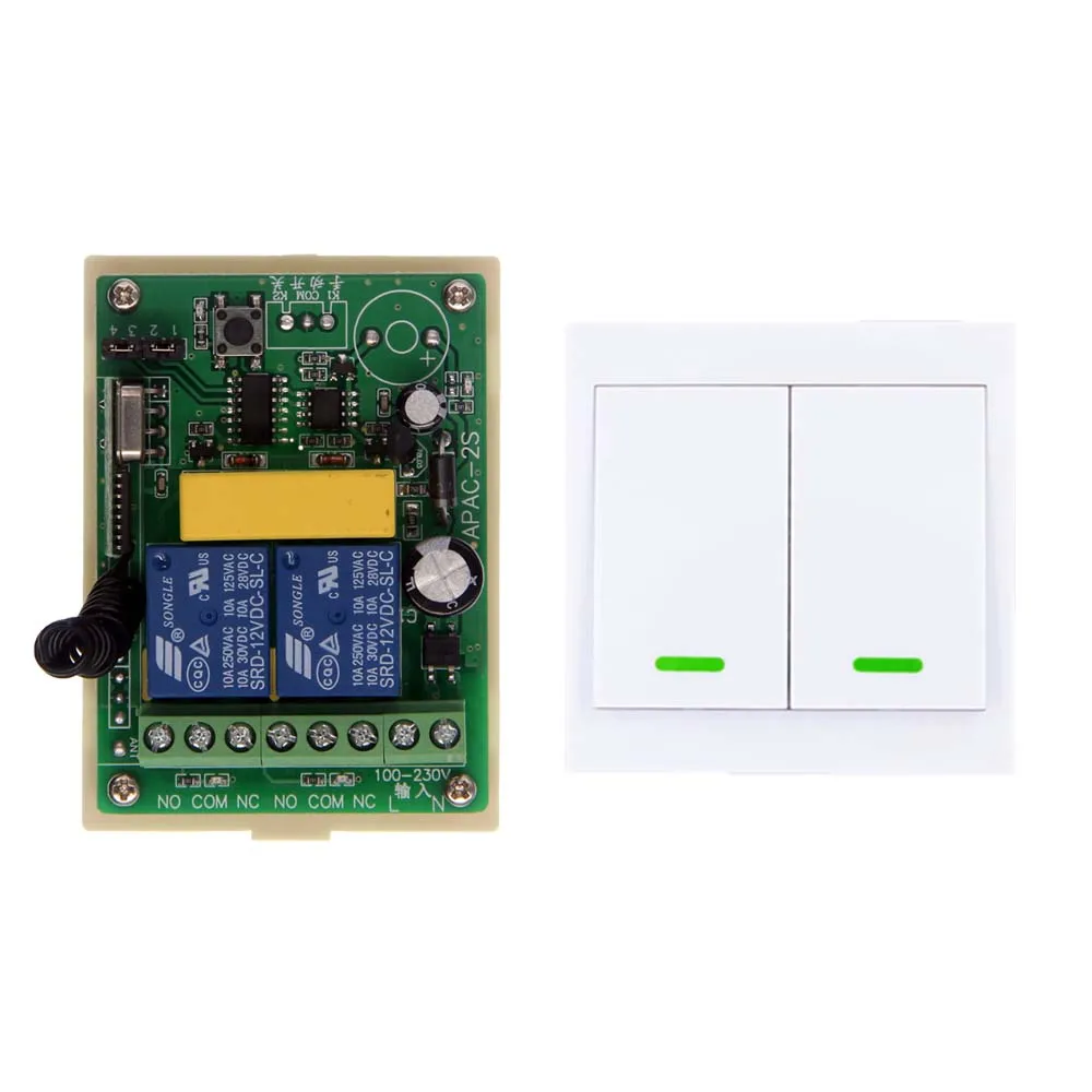 

AC 110V -220V 2 CH 2CH RF Wireless Remote Control LED Light Switch Receiver +86 Wall Panel Transmitter,315 433 MHz Toggle