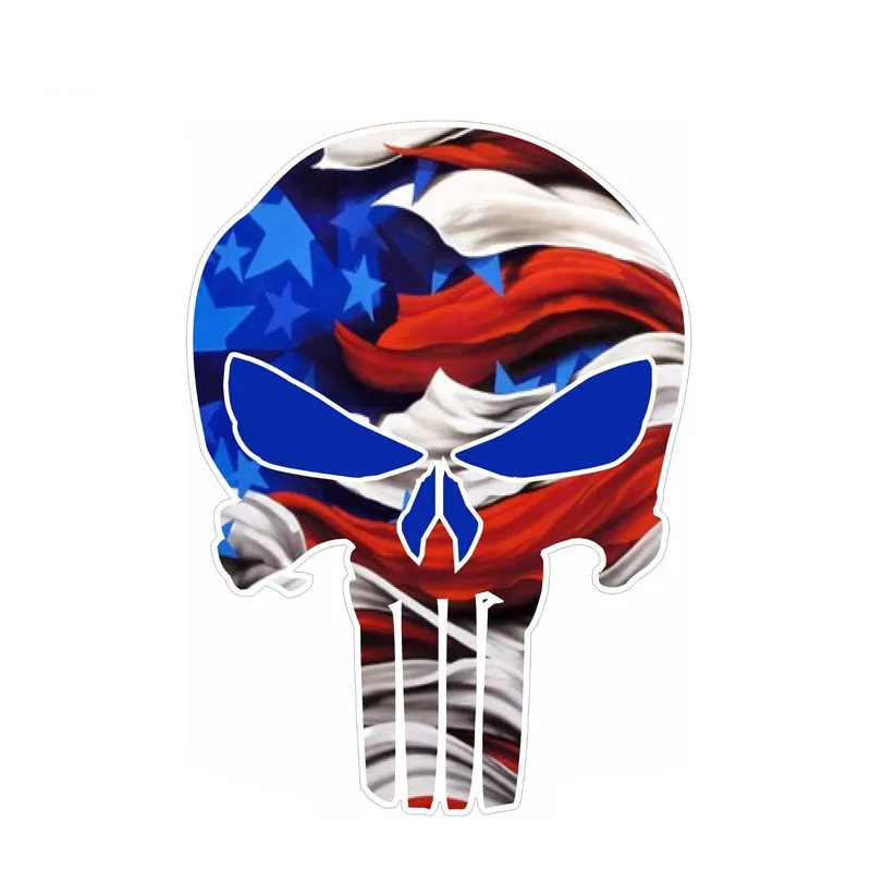 

9.1CM*12.7CM USA Creative Flag Punisher Skull Car Sticker PVC Reflective Decal 6-0117