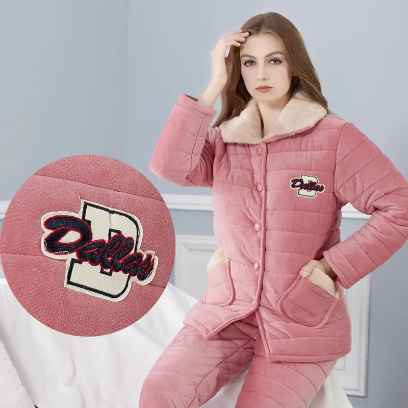 2017 autumn and winter quilted pajamas high grade solid color diamond