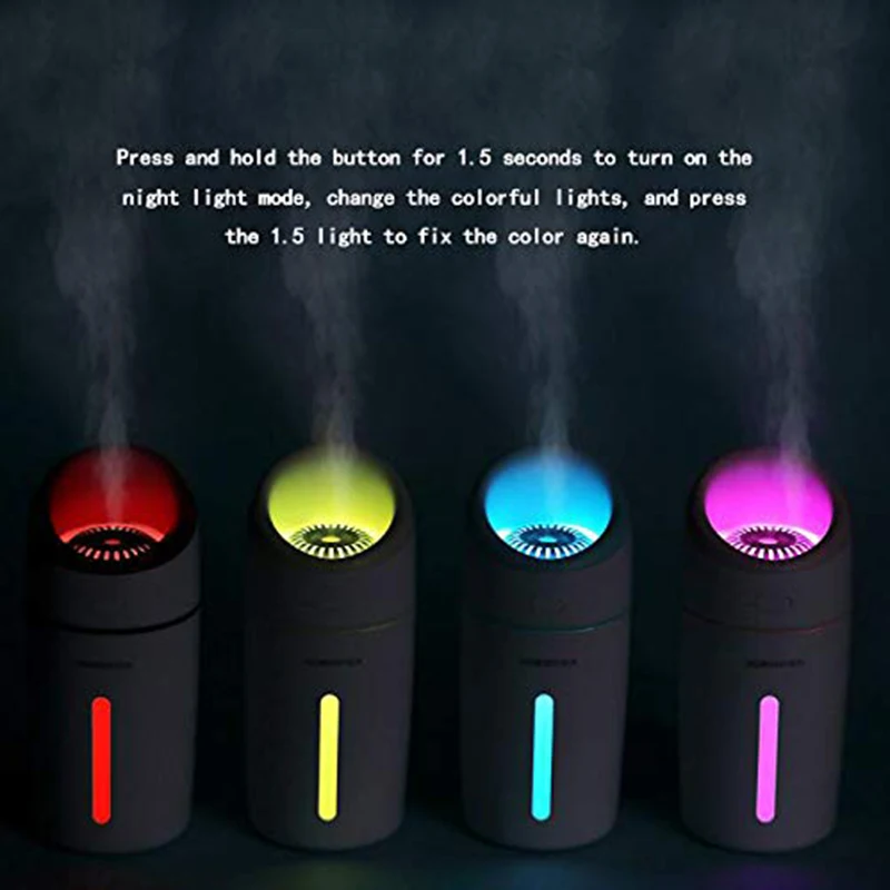 

320ML Humidifier Night Light Humidifier with Small Fan USB Mini Household Hydrating Diffuser Three in One Gift