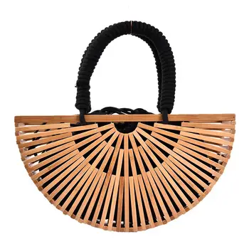

Women Fashion Bamboo Bag Tote Shoulder Rattan Wooden Braided Bags Outdoor Summer Beach Handbag Handmade Purses Casual Totes Bag