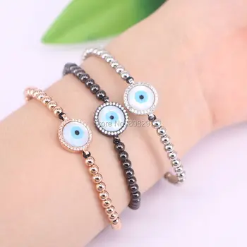 

10PCS Women or Men Bracelets Micro Pave CZ Shell Round Connector Beads Macrame Braided Charm Bracelets Jewelry