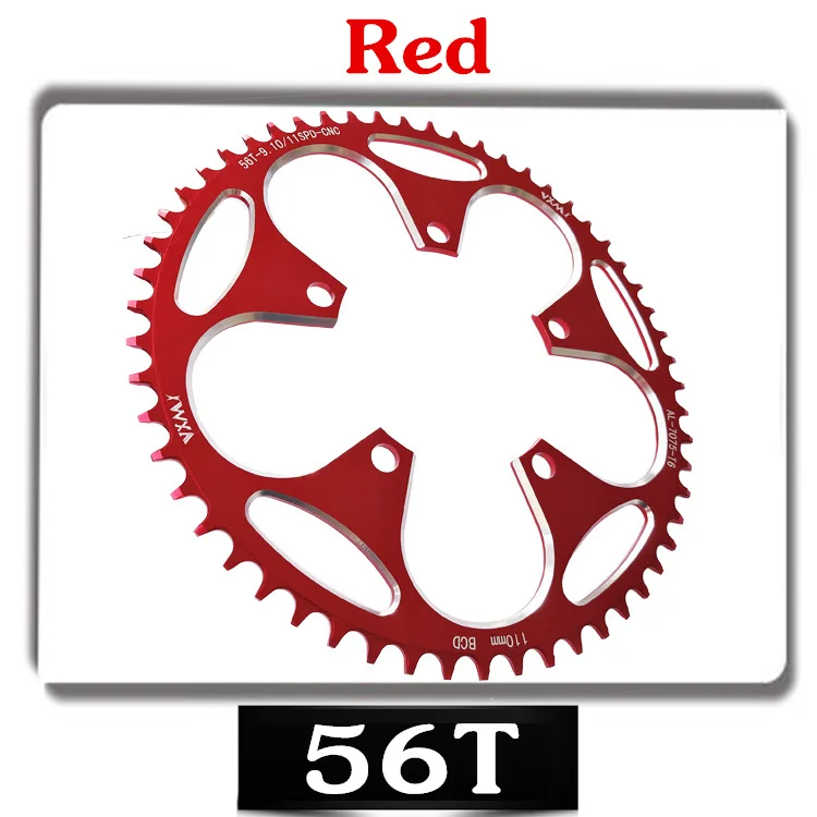 VXM дорожный двухколесный 110BCD Кривошип 50 T 52 T 54 T 56 T 58 T бензопиловый сплав Сверхлегкий скалолазание силовой цепной пластины части велосипеда - Цвет: 56T Red