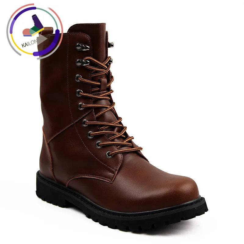 

KAILON ADDY Leather Large Size Martin Boots Fashion Men's Shoes High To Help British Retro Casual Tooling Shoes High Boots