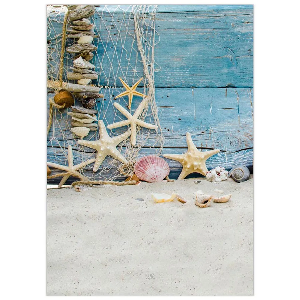 

5x7ft Summer sun sea beach photo studio background Starfish stone photography backgrounds Blue