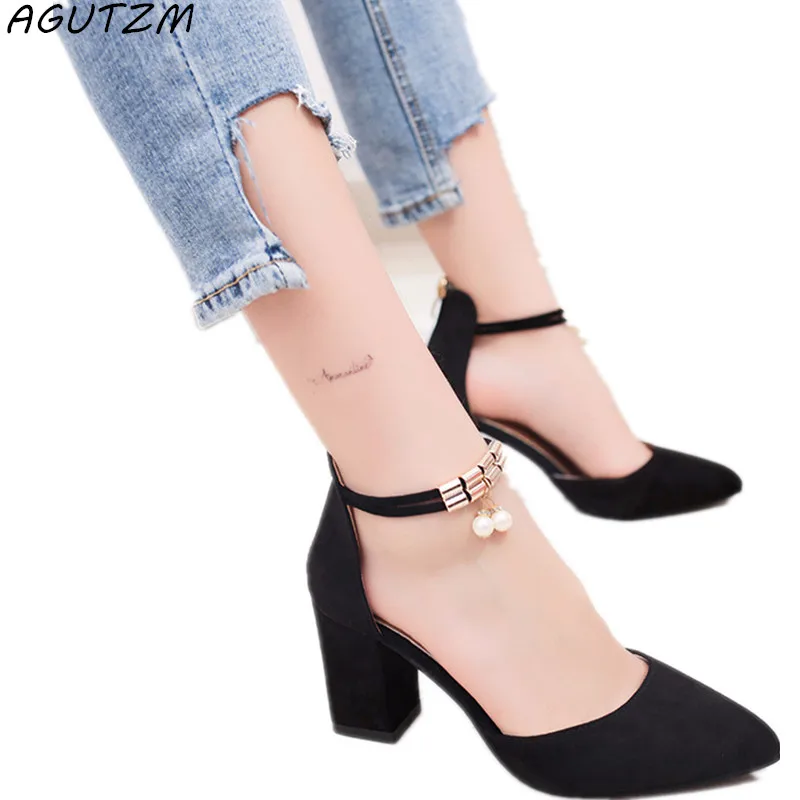 

AGUTZM 2018 Summer Women Shoes Pointed Toe Pumps Dress Shoes High Heels Boat Shoes Wedding Shoes tenis feminino Side with