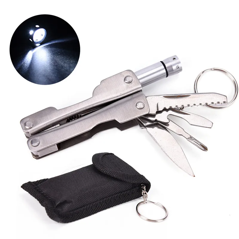 

With LED Light Multitool Keychain Plier Portable Multi-function Plier Tool