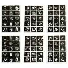 Маленькие трафареты для блестящих татуировок для женщин, девочек, детей, трафарет для рисования, трафарет для татуировки с изображением цветов и бабочек