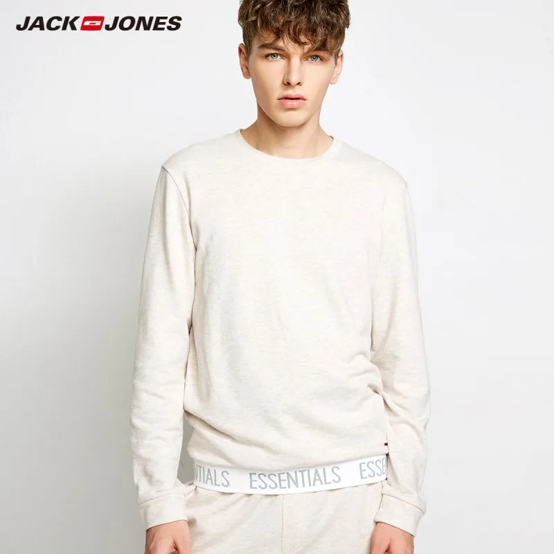 Cena Jack Jones męska zimowa dzianina bawełniana koszulka sportowa Homewear miękka ciepła 2019 nowa marka odzież męska 2183HE502