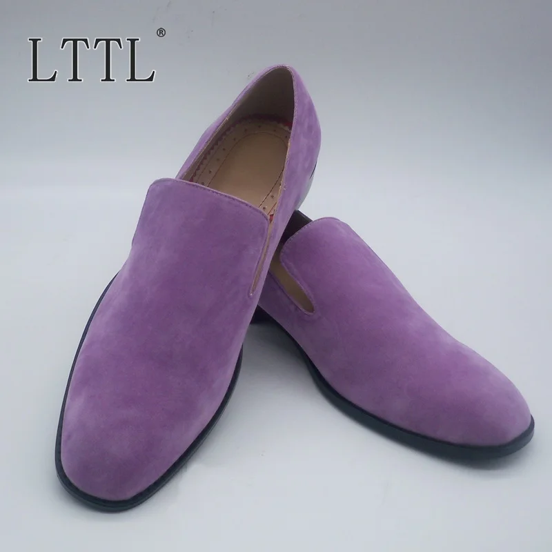 LTTL Light Purple Velvet Loafers Men 