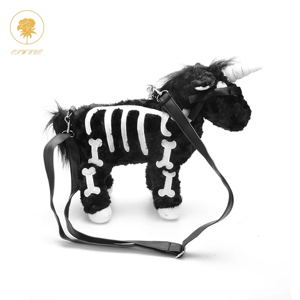 

OSWEGO Fur Bag Cartoon Animal Unicornio Handbag Women Messenger Fashion Cartoon Punk Handbag Travel Crossbody Bag 2018