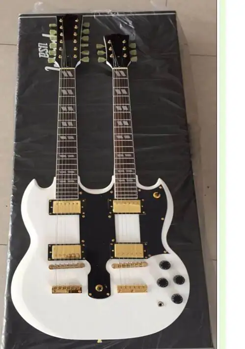 

Wholesale Guitar New Arrival G1275 Double Neck Electric Guitar Top Quality In White Price Not Include The Hardcase 161102