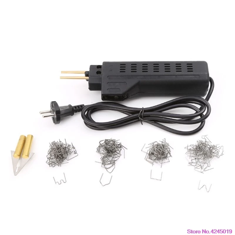 

New Car Bumper Weld Repair Kit Hot Stapler Plastic Repairing Set Welder Gun & Smoothing Iron & 200pcs Staples