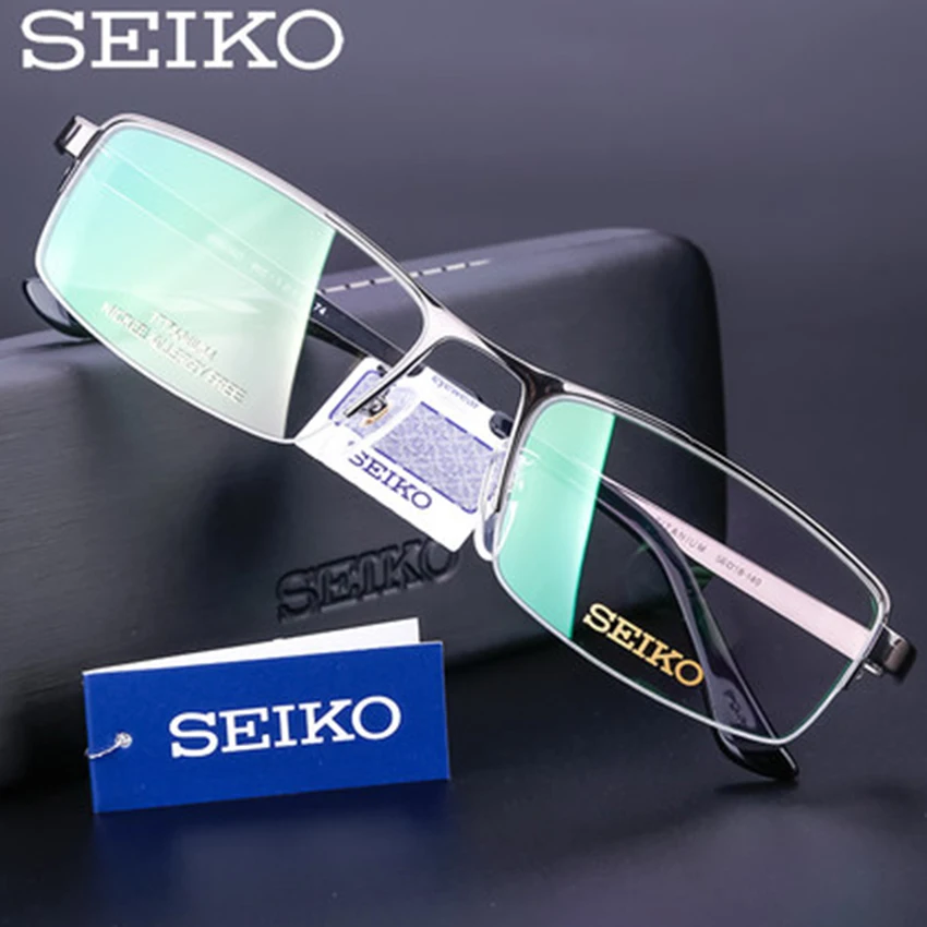 SEIKO Pure Titanium Glass Frame for Men Myopic Nearsighted Minus Glasses Man Half Rimless Optical Spectacles Frames HC1010