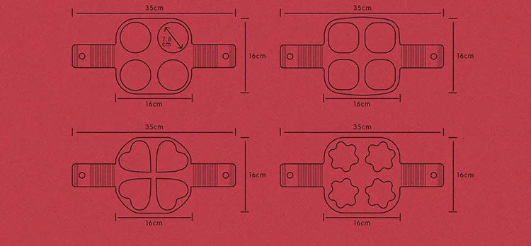 4 отверстия фантастические жарки яиц плесень силиконовые антипригарным блина Творческий Кухня Пособия по кулинарии инструменты яйцо в форме сердца кольцо
