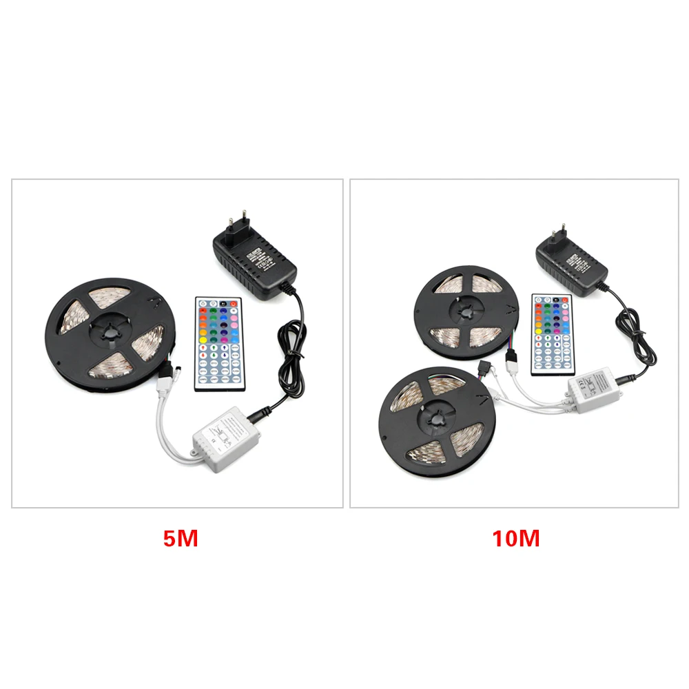 Светодиодная лента RGB 12 В постоянного тока 5050 2835 SMD 5 м 10 Гибкая Диодная 44 клавиши