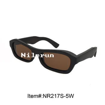 

small rectangle black wood sunglasses