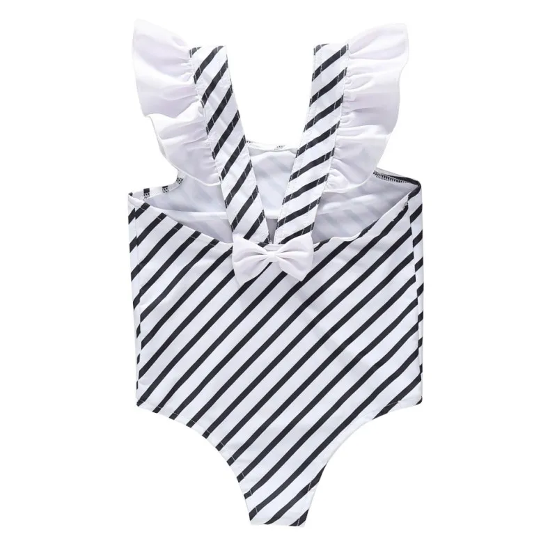 Модный детский купальник-бикини в полоску с бантом для маленьких девочек, 1 шт., Цельный купальник, купальный костюм, пляжная одежда