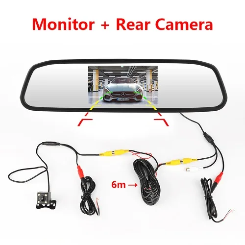 JMCQ 4," Автомобильный монитор, белое зеркало, стекло TFT lcd, монитор заднего вида для парковки, система заднего вида для резервных камер заднего вида - Цвет: Monitor with camera