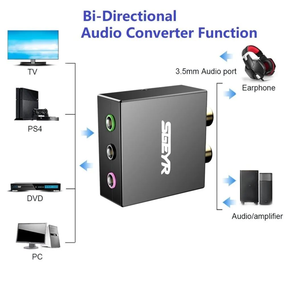 SGEYR 3.5mm Audio Converter 5.1 Game Console Adapter Convert RCA Plugs to A Single 1/8 for Microphone,Headset