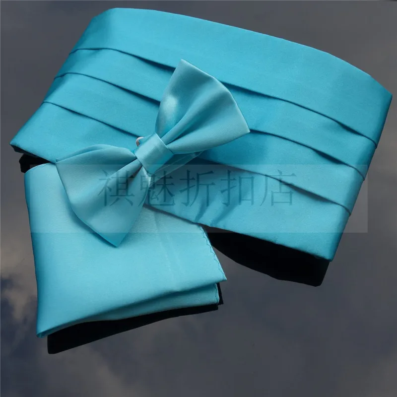 Комплекты Ikepeibao Red Cummerbund Карманный квадратный и галстук бабочка Премиум мужской