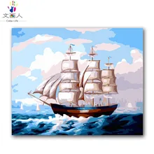 Морской пейзаж мореходный покраска маслом пакет diy цифровая картина маслом по номеру с комплектами для взрослых покраска