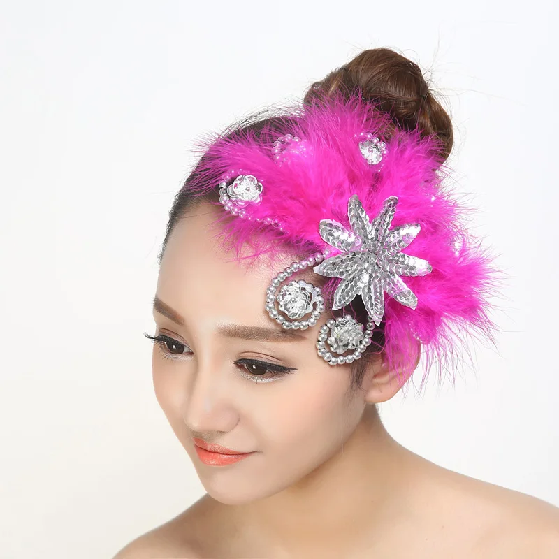 

Square dance headdress Sequin Flower headdress opening dance performance stage headpiece