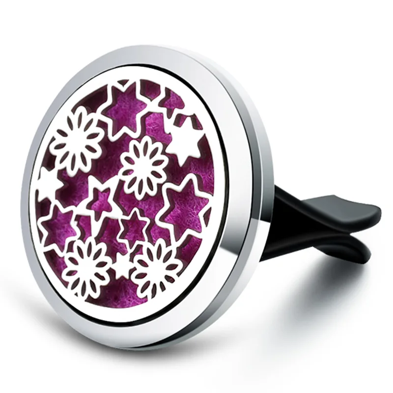 

Car Aroma Diffuser Star Flower Air Freshener Stainless Steel Essential Oil Diffuser Car Clip Aromatherapy Pendant Open Lockets