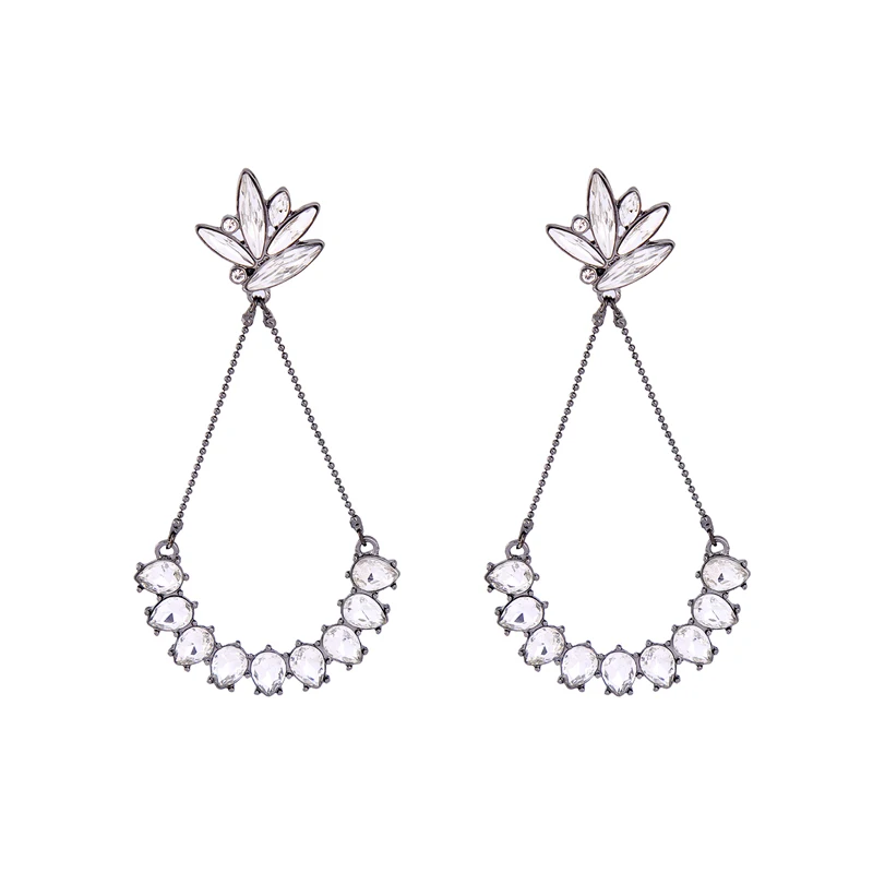 

Bulk Price Glass Fashion Charm Drop Earrings 2018 Hot Sale Pierced Hanging Earrings For Women Indian Jewelry